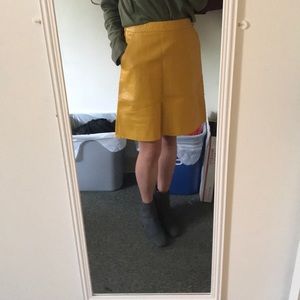 Mustard Faux leather skirt